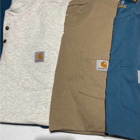Bundle of 6 Carhartt T-Shirts in Gray, Tan, Blue, Pink, and Cream - Picture 4 of 9